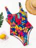 Слитный купальник-пландж с цветочным принтом, артикул: JKUP-2624