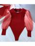 Женская блузка-боди с прозрачными рукавами, артикул: JBLTDS-644