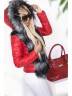 Женская стеганая куртка с меховым декором, артикул: JVOBS-2639