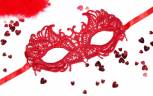 Красная ажурная текстильная маска "Андреа", артикул: SP-16787
