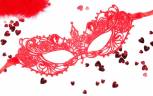 Красная ажурная текстильная маска "Кэролин", артикул: SP-16789
