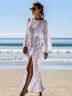 Женское длинное пляжное платье с расклешенными рукавами, артикул: PLPL-2016